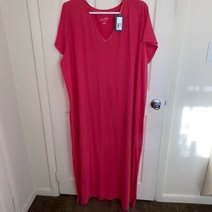 Long Pink Cotton Dress